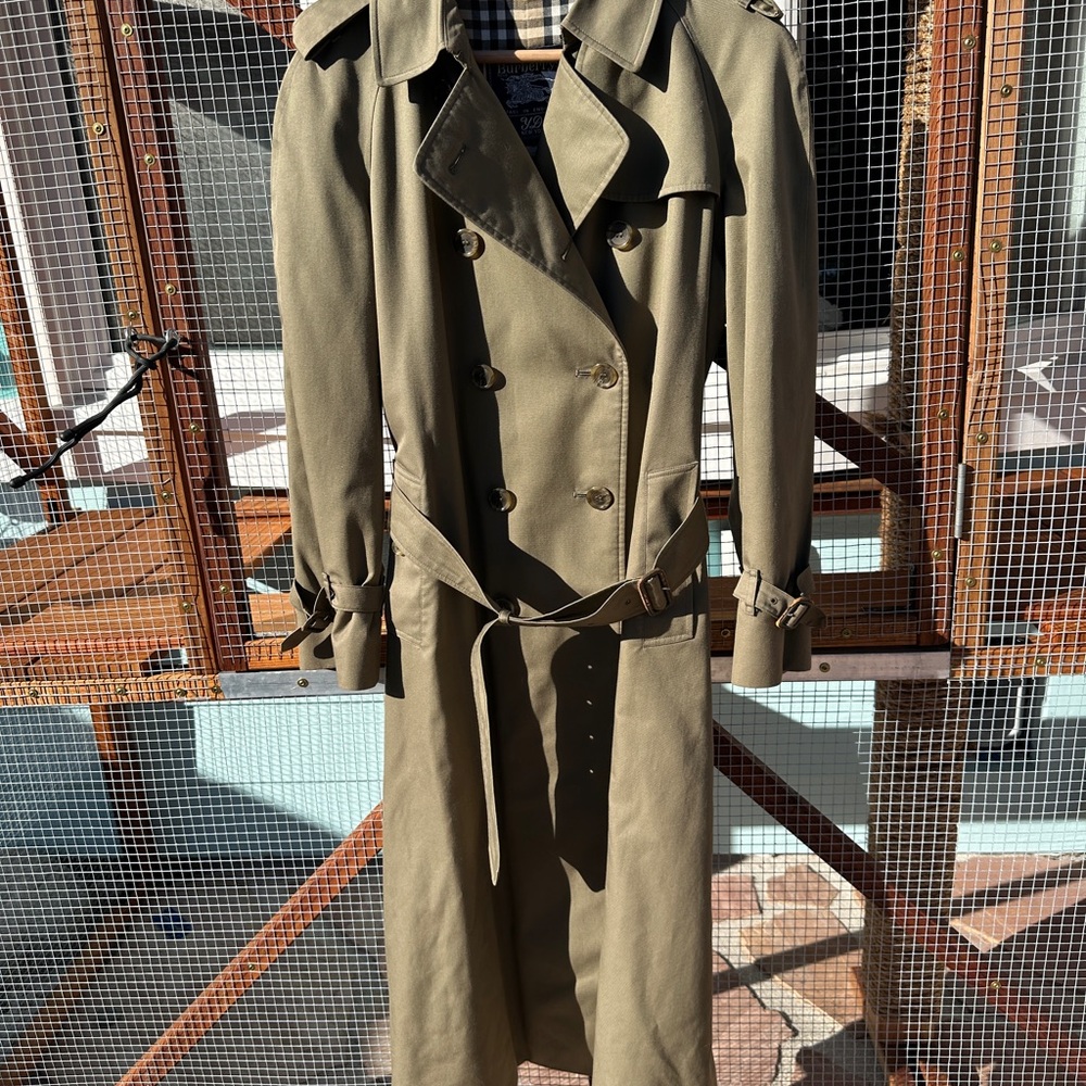 Burberry Olive Double-Breasted Trench Coat